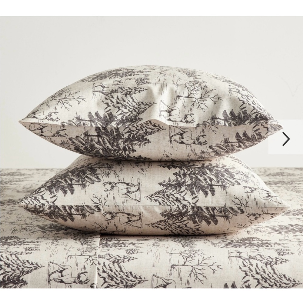 NWT Pottery Barn Set of 2 King Rustic Forest Pillow Cases